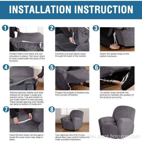 Velvet Plush 1-Piece Recliner Chair Cover